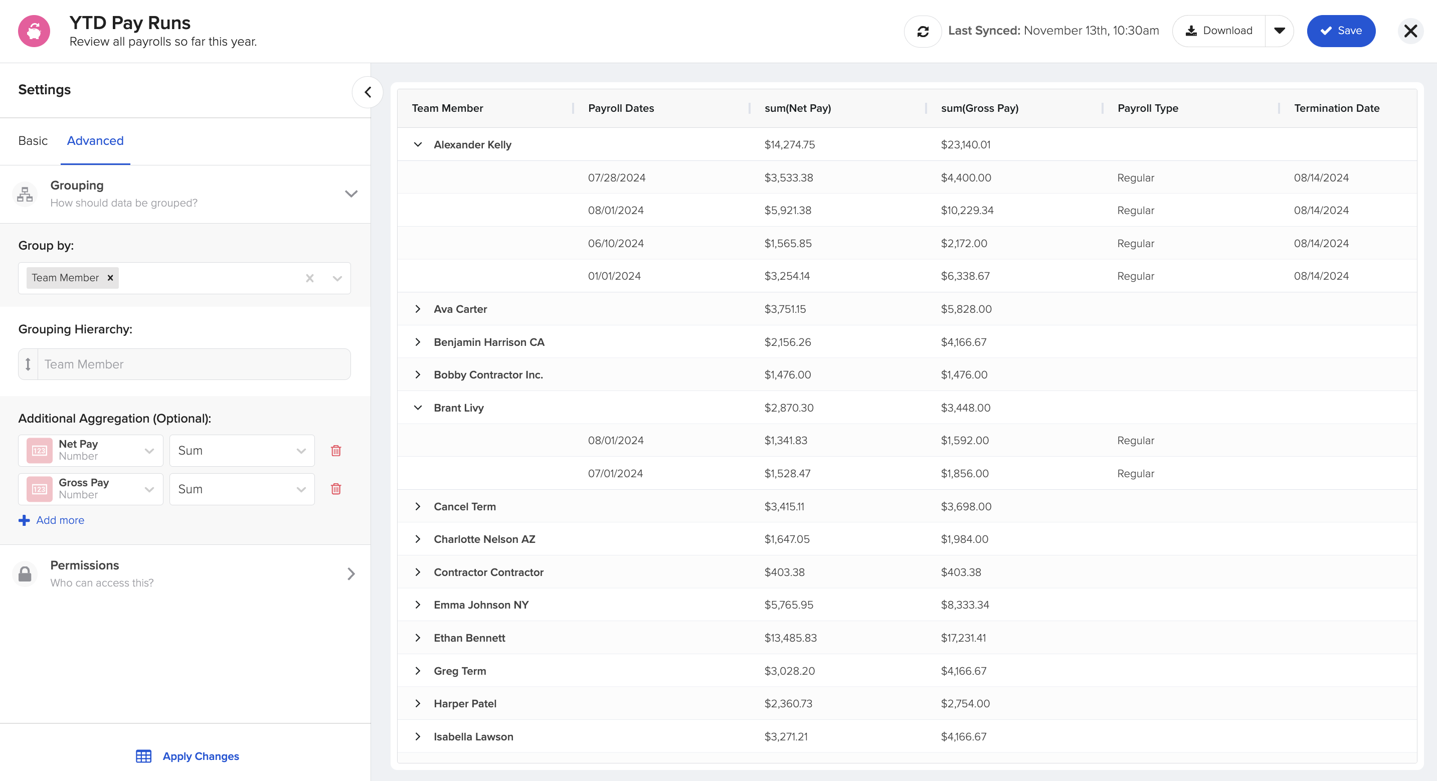 goco custom payroll reports