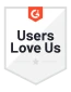 the logo for users love us