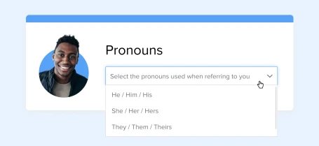 a screenshot showing how employees can change their pronouns in GoCo